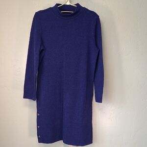 Banana Republic Dark Purple-Blue Color Long Sleeve Stretch Dress Sweater-like